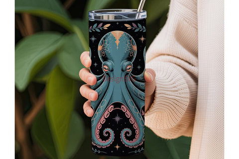 Cosmic Octopus 20oz Tumbler Wrap Sublimation DesignSVG 
