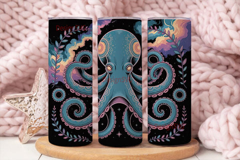 Cosmic Octopus 20oz Tumbler Wrap Sublimation DesignSVG 