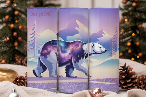 Cosmic Polar Bear 20oz Tumbler Wrap Sublimation DesignSVG 