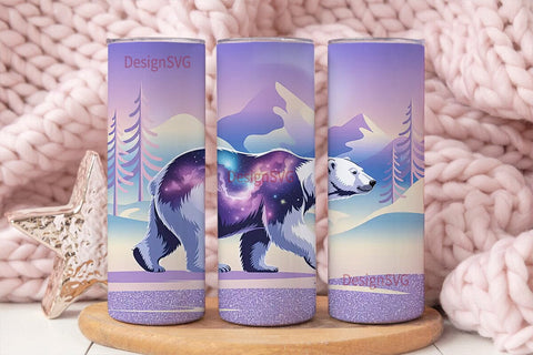Cosmic Polar Bear 20oz Tumbler Wrap Sublimation DesignSVG 