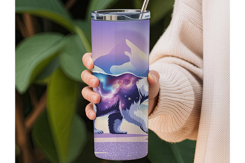 Cosmic Polar Bear 20oz Tumbler Wrap Sublimation DesignSVG 
