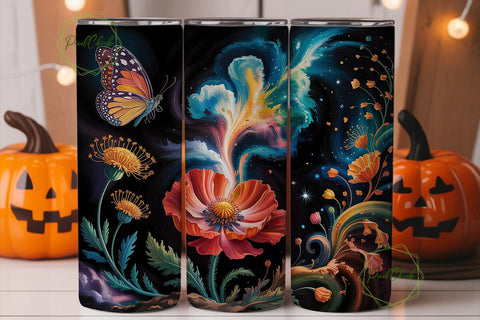 Cosmic Poppy Butterfly Garden Tumbler Sublimation PixelChick 