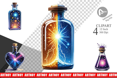 Cosmic Potion Bottles Clipart Sublimation artnoy 