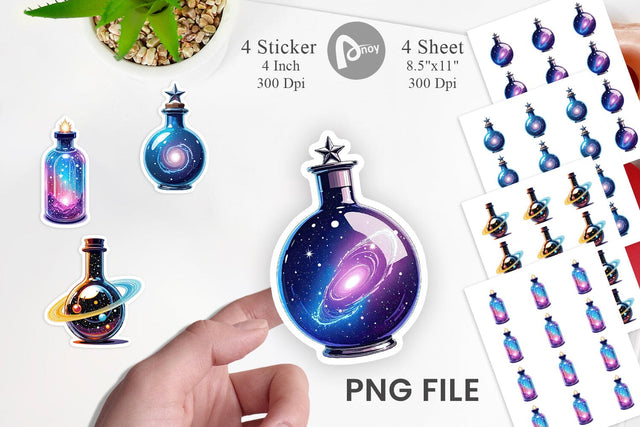Cosmic Potion Bottles Sticker Sublimation artnoy 
