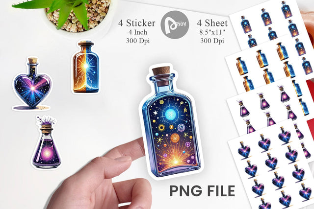 Cosmic Potion Bottles Sticker Sublimation artnoy 