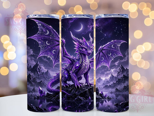 Cosmic Purple Dragon 20oz Tumbler, Dragon Design, Cosmic Theme, Purple Aesthetic, Fantasy Motif, Mystical Style, 20oz Wrap, Sublimation Tumbler Sublimation SvggirlplusArt 