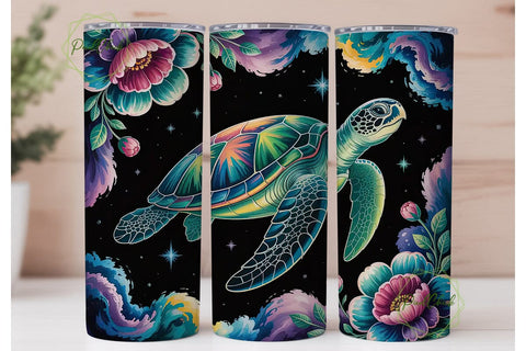 Cosmic Sea Turtle 20oz Tumbler Wrap Sublimation PixelChick 