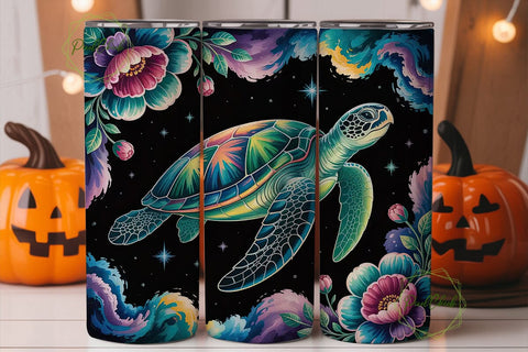 Cosmic Sea Turtle 20oz Tumbler Wrap Sublimation PixelChick 