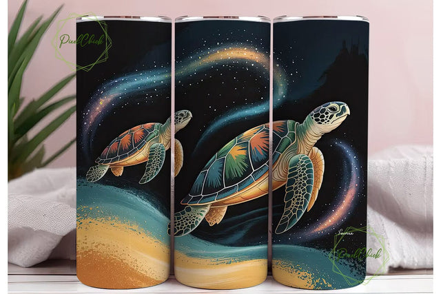 Cosmic Sea Turtle 20oz Tumbler Wrap Sublimation PixelChick 