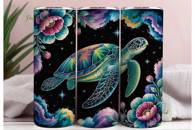 Cosmic Sea Turtle 20oz Tumbler Wrap Sublimation PixelChick 