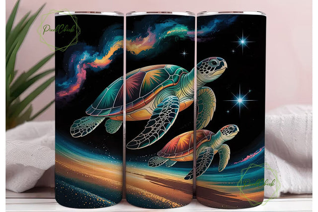 Cosmic Sea Turtle 20oz Tumbler Wrap Sublimation PixelChick 