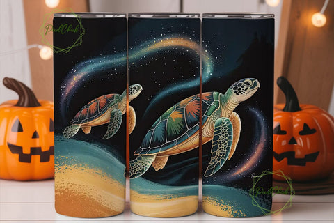 Cosmic Sea Turtle 20oz Tumbler Wrap Sublimation PixelChick 