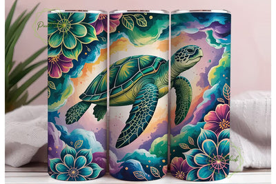 Cosmic Sea Turtle 20oz Tumbler Wrap Sublimation PixelChick 