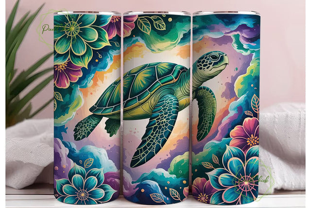 Cosmic Sea Turtle 20oz Tumbler Wrap Sublimation PixelChick 