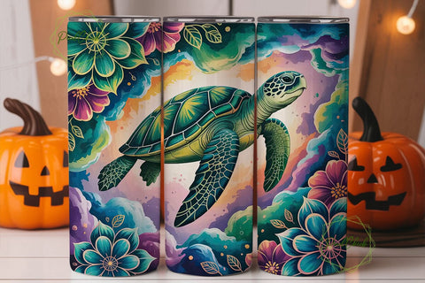 Cosmic Sea Turtle 20oz Tumbler Wrap Sublimation PixelChick 
