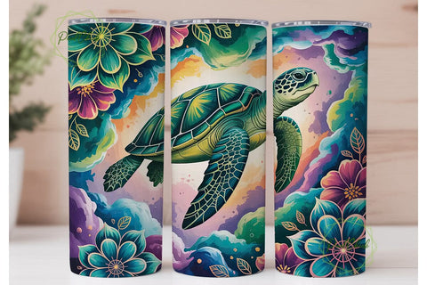 Cosmic Sea Turtle 20oz Tumbler Wrap Sublimation PixelChick 
