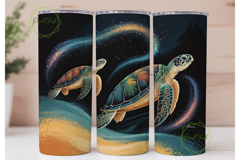 Cosmic Sea Turtle 20oz Tumbler Wrap Sublimation PixelChick 