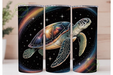 Cosmic Sea Turtle 20oz Tumbler Wrap Sublimation PixelChick 
