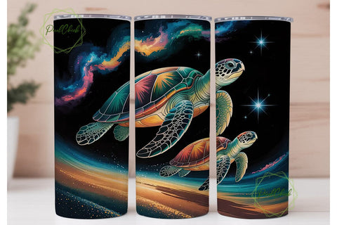 Cosmic Sea Turtle 20oz Tumbler Wrap Sublimation PixelChick 