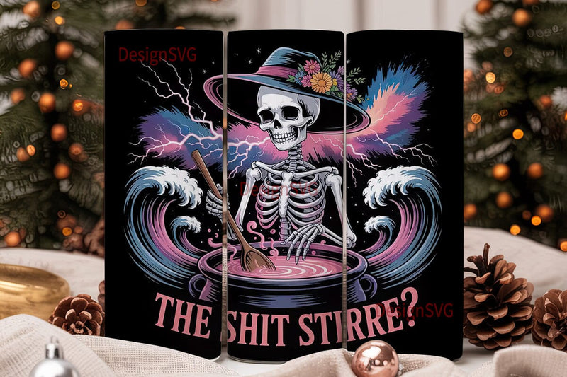Cosmic Skeleton Witch 20oz Tumbler Wrap Sublimation DesignSVG 