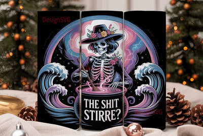 Cosmic Skeleton Witch 20oz Tumbler Wrap Sublimation DesignSVG 