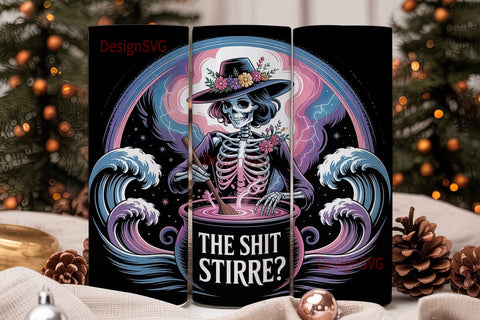 Cosmic Skeleton Witch 20oz Tumbler Wrap Sublimation DesignSVG 