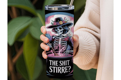 Cosmic Skeleton Witch 20oz Tumbler Wrap Sublimation DesignSVG 
