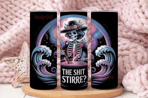 Cosmic Skeleton Witch 20oz Tumbler Wrap Sublimation DesignSVG 