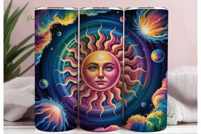 Cosmic Sun Face 20oz Tumbler Wrap Sublimation PixelChick 