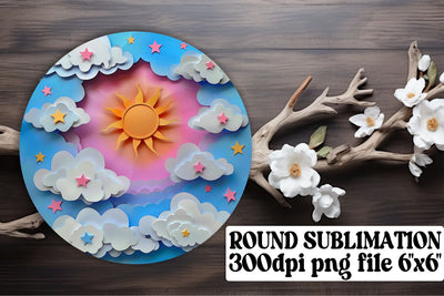 Cosmic Sunburst: 3D Sun Circle Sublimation Bundle Sublimation afrosvg 