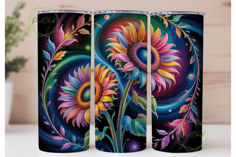 Cosmic Sunflower 20oz Tumbler Wrap Sublimation PixelChick 