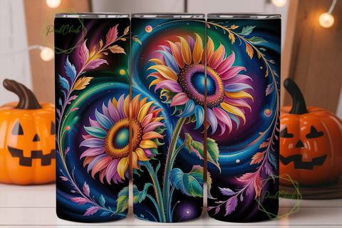 Cosmic Sunflower 20oz Tumbler Wrap Sublimation PixelChick 