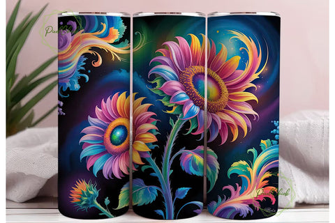 Cosmic Sunflower 20oz Tumbler Wrap Sublimation PixelChick 