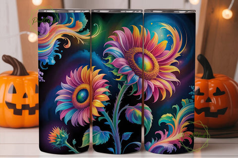 Cosmic Sunflower 20oz Tumbler Wrap Sublimation PixelChick 