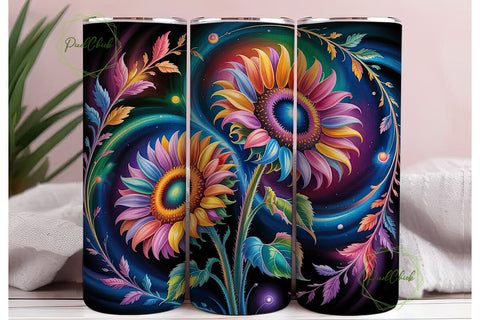 Cosmic Sunflower 20oz Tumbler Wrap Sublimation PixelChick 