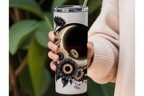 Cosmic Sunflower Butterfly 20oz Tumbler Sublimation DesignSVG 