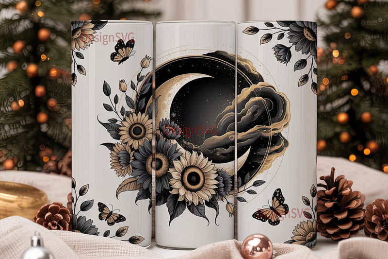 Cosmic Sunflower Butterfly 20oz Tumbler Sublimation DesignSVG 