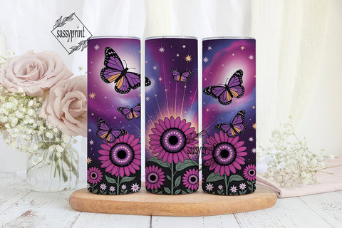 Cosmic Sunflower Galaxy Tumbler Wrap Sublimation sassyprint 