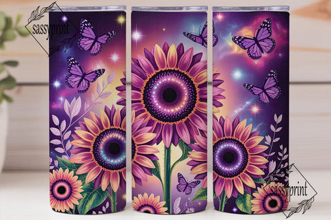 Cosmic Sunflower Galaxy Tumbler Wrap Sublimation sassyprint 