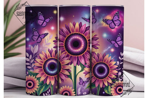 Cosmic Sunflower Galaxy Tumbler Wrap Sublimation sassyprint 