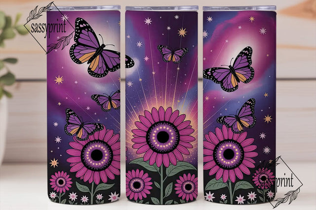 Cosmic Sunflower Galaxy Tumbler Wrap Sublimation sassyprint 