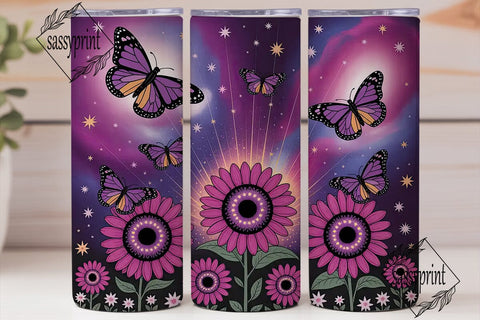 Cosmic Sunflower Galaxy Tumbler Wrap Sublimation sassyprint 