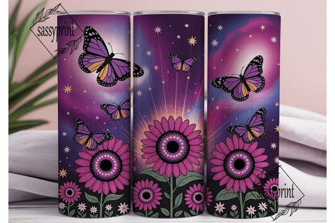 Cosmic Sunflower Galaxy Tumbler Wrap Sublimation sassyprint 
