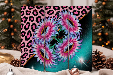 Cosmic Sunflower Leopard 20oz Tumbler Sublimation DesignSVG 