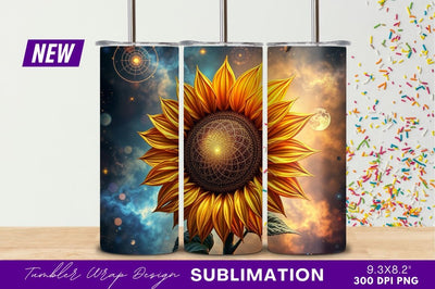 Cosmic sunflower with zodiac and celestial elements Sublimation Regulrcrative 