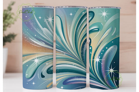 Cosmic Teal Swirl 20oz Tumbler Wrap Sublimation PixelChick 