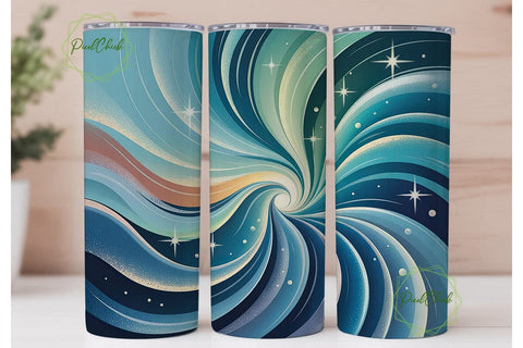Cosmic Teal Swirl 20oz Tumbler Wrap Sublimation PixelChick 