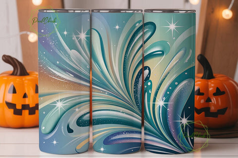 Cosmic Teal Swirl 20oz Tumbler Wrap Sublimation PixelChick 