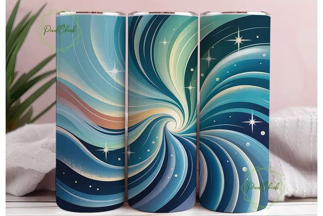 Cosmic Teal Swirl 20oz Tumbler Wrap Sublimation PixelChick 