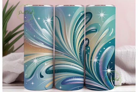 Cosmic Teal Swirl 20oz Tumbler Wrap Sublimation PixelChick 